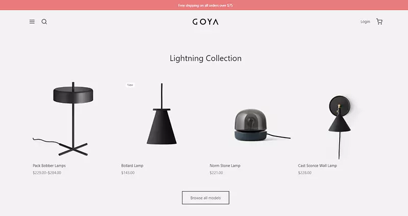 Goya là mẫu website bán hàng đẹp