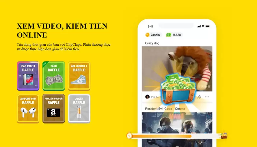 ClipClaps - Ứng dụng kiếm tiền miễn phí trên điện thoại